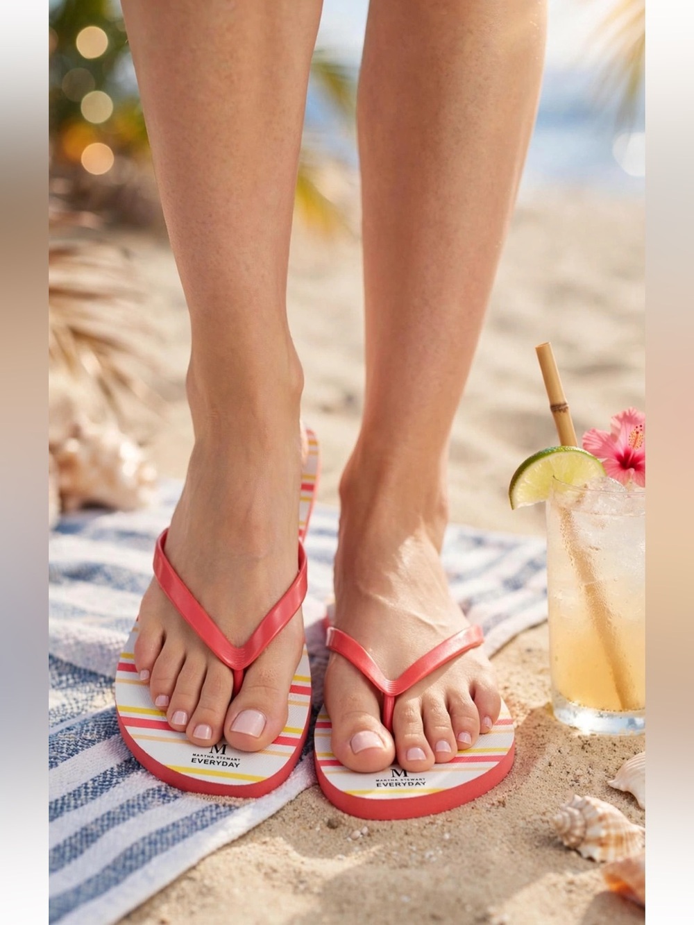 Martha Stewart Women's Coral Strap Striped Footbed Sandals